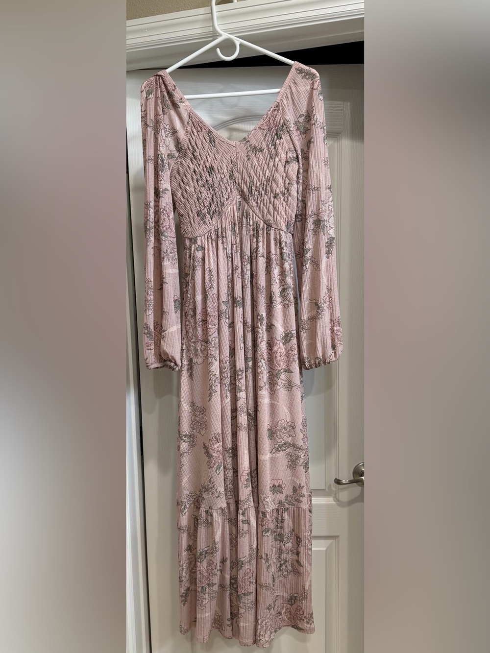 Torrid Pink Floral Smocked Maxi Dress - Women's Long Sleeve